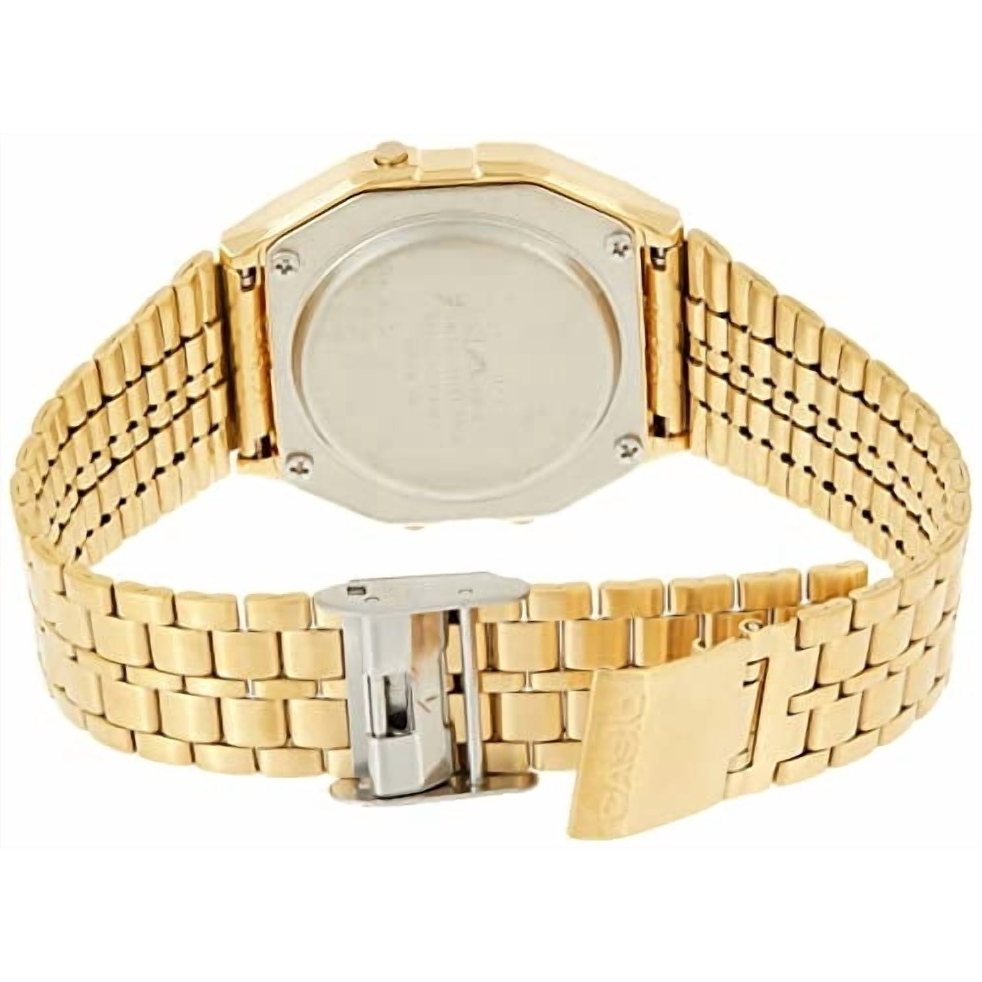 Reloj Casio Collection Para Mujer A159wgea, Negro/dorado, 36.8 X 33.2 X 8.2 Mm, Brazalete