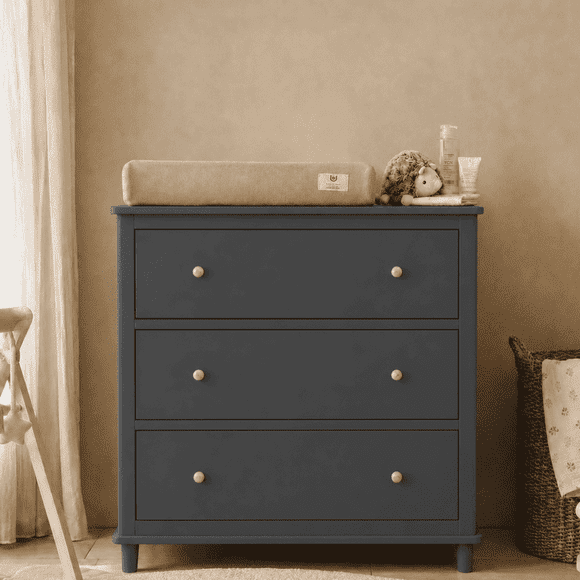 Cómoda Mudador "Tricahue" 3 Cajones Mueble de Lenga Natural - Gris Grafito - 100x40x90 cm