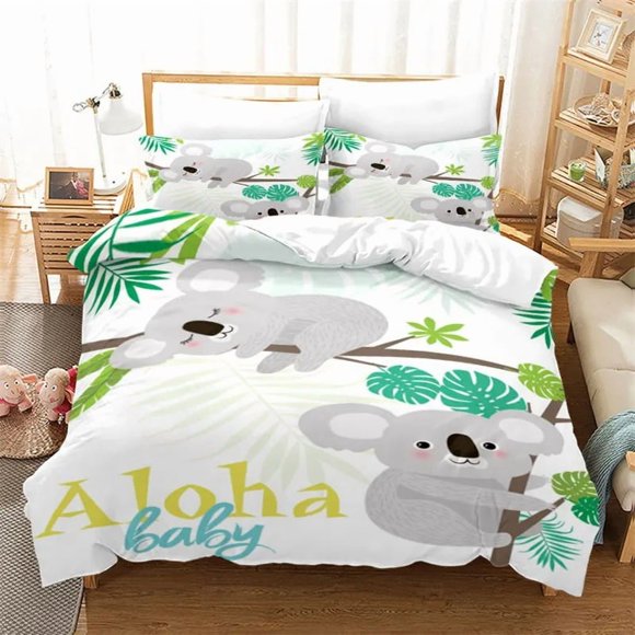 Cartoon Koala Bedding Set Boys Girls Duvet Cover Pillowcase Bed Adult Fashion Home Textileextile