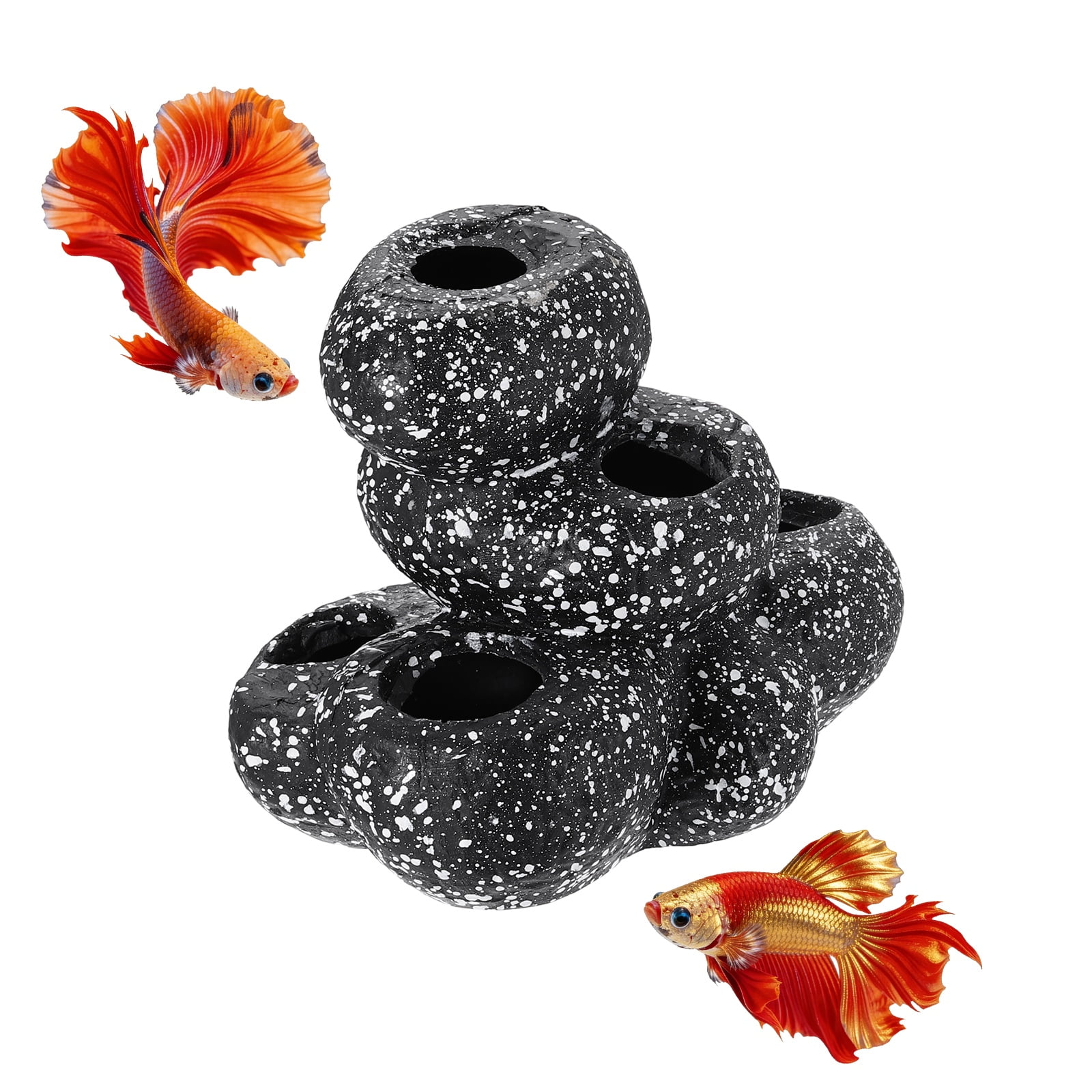 Uxcell Decoraciones de Acuario Rocas, 5.9x4.4x4.6 Pulgadas Betta Esconder Resina Realista Adornos para Peceras, (Gris), Destinado para Peces Pequeños / Camarones / Guppy