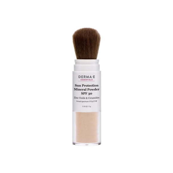 Protector solar Derma E Mineral SPF 30 con brocha, 5 ml, translúcido