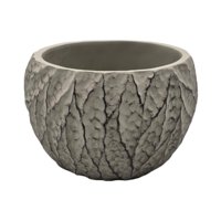 Fliperex - Macetero Maceta Acabado Cemento Relieve Hojas Gris M