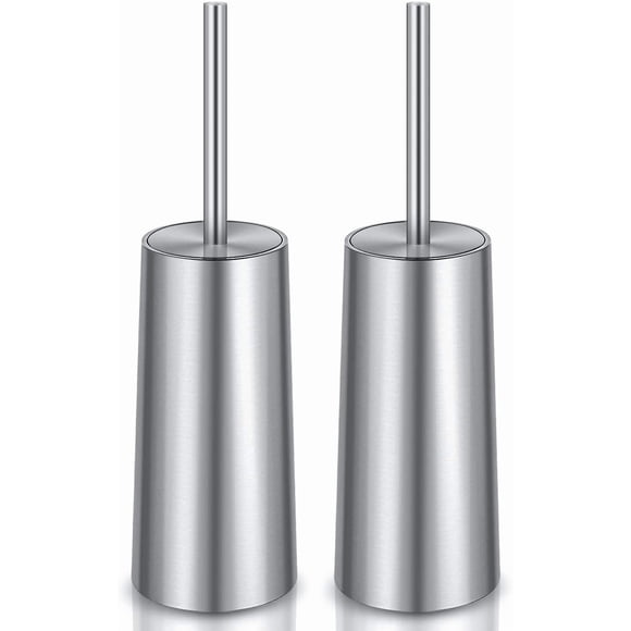 Cepillo de inodoro Wsedor Pack de 2, acero inoxidable plateado