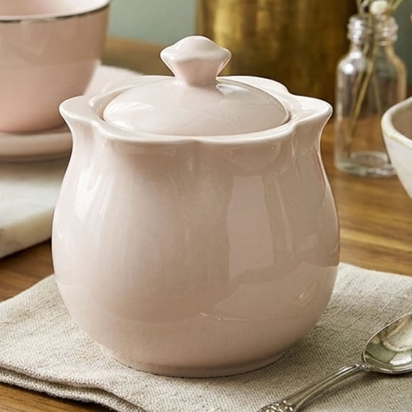 Azucarera Rosada De Porcelana Con Tapa