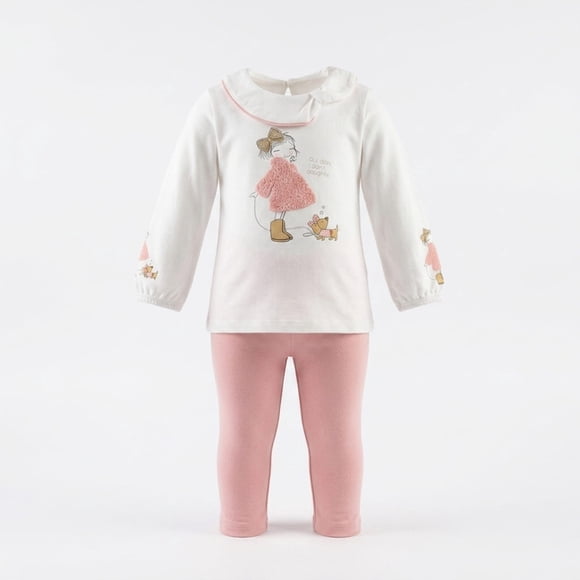 Conjunto De Polera Manga Larga + Calza Para Niñas