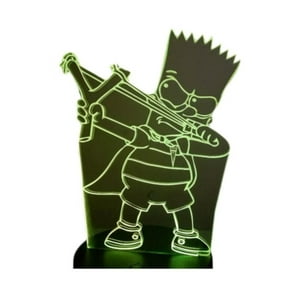 Lelumania - Lampara Ilusion 3D Bart Cato De 7 Colores, Base Touch