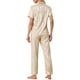 thumbnail image 3 of INSPIRE CHIC Conjunto de pijama de satén para mujer con botones, manga corta y pantalones largos, conjunto de ropa de dormir a rayas sólidas XS Champán, 3 of 6