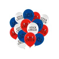 Genérico - Set Globos De Látex Blanco Azul Y Rojo Viva Chile 25 Pzas