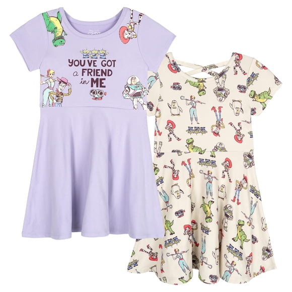 Vestidos skater Disney Toy Story para niña, paquete de 2, crema y morado