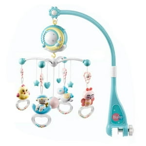 Total Click - Juguete Movil Sonajero Infantil Con Luz Y Sonido Animales Celeste