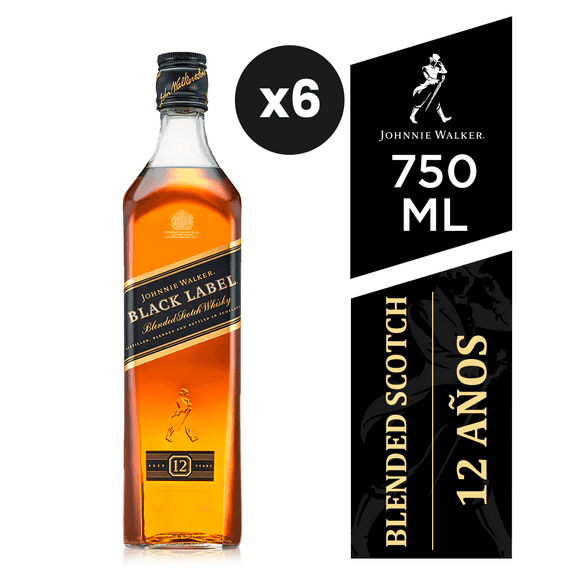 6x Whisky Johnnie Walker Black Label 750ml