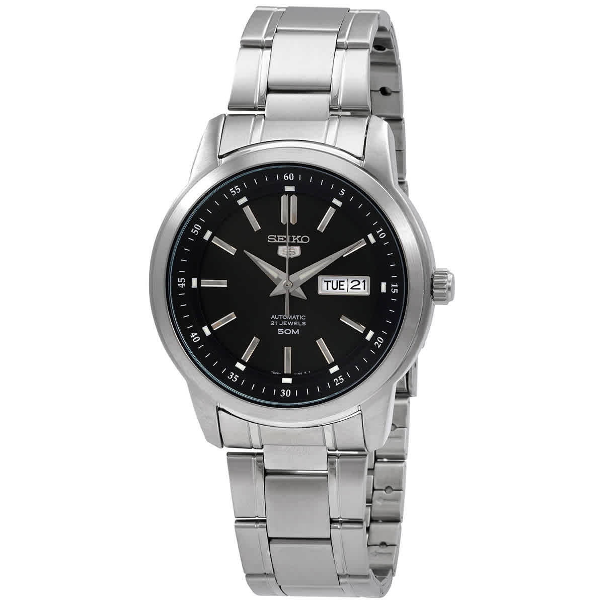 Seiko - Reloj Para Hombre 5 Automatic Con Esfera Negra Snkm87