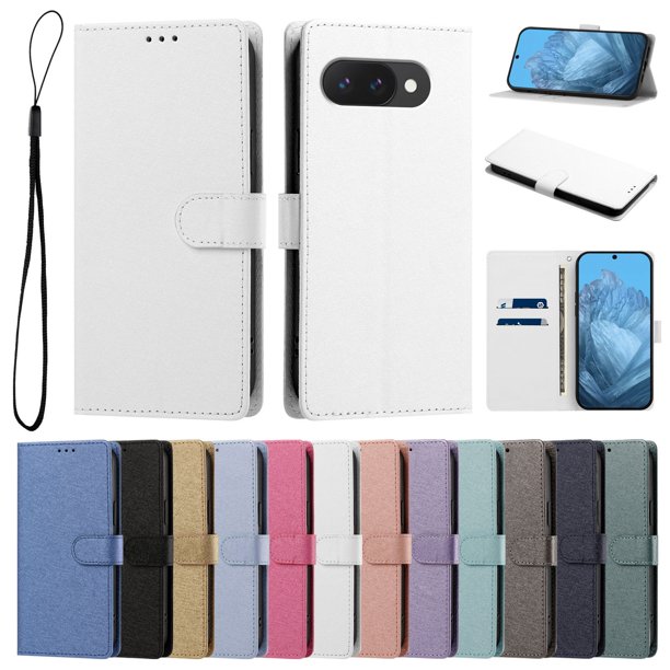 Funda Cartera de PU para Google Pixel 9A con Tarjetas, Blanco