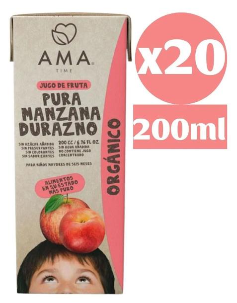 Ama Time - Pack Ama Jugo De Fruta Orgánico Manzana Durazno 20X200Cc Tetra