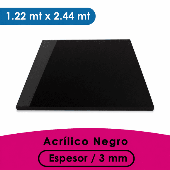 Plancha acrilico negro 3 mm espesor 1.22x2.44 mts