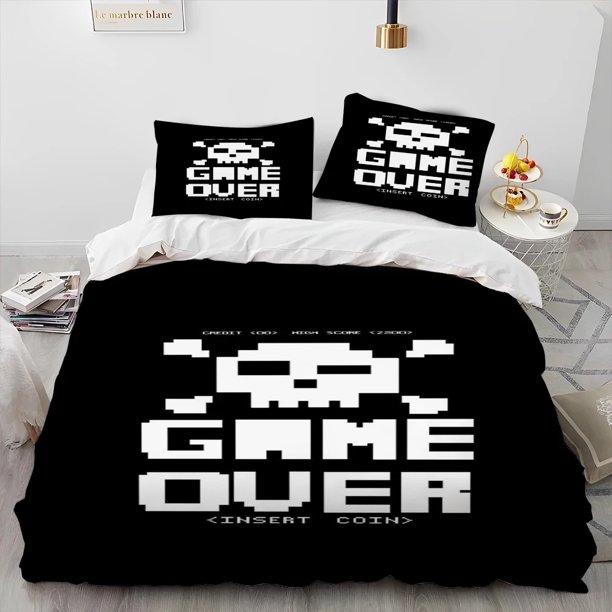 v379 Bed Sheets Cartoon Gamer Game Controller Bedding Set,Duvet Cover Bed Set Quilt Cover Pillowcase,King Queen Twin Size Boys Girls Adults 3-Piece Bedding Set (1 Duvet Cover + 2 Pillow Shams) Bed She