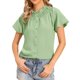 thumbnail image 1 of INSPIRE CHIC Top de Manga Corta Fruncida para Mujer con Botones, Top Casual de Verano XL Verde Claro, 1 of 6