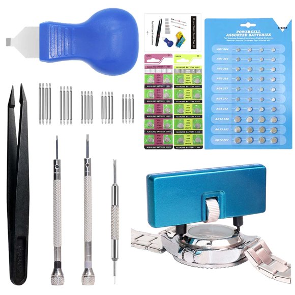 Kit de reparación de relojes GLDCAPA 26 piezas + 60 baterías