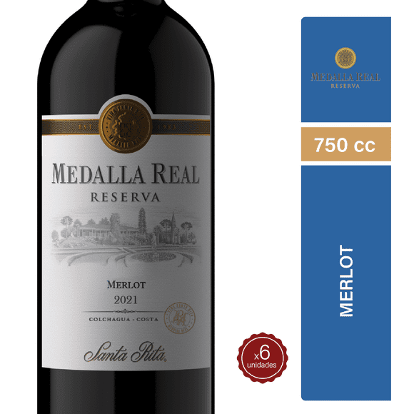 VINO MEDALLA REAL MERLOT 750CC x6