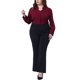 thumbnail image 2 of Agnes Orinda Camisas Casual Elegantes para Mujer de Talla Grande con Botones y Cuello en V, Manga Larga para Oficina y Trabajo, Talla 1X, Color Burdeos, 2 of 6