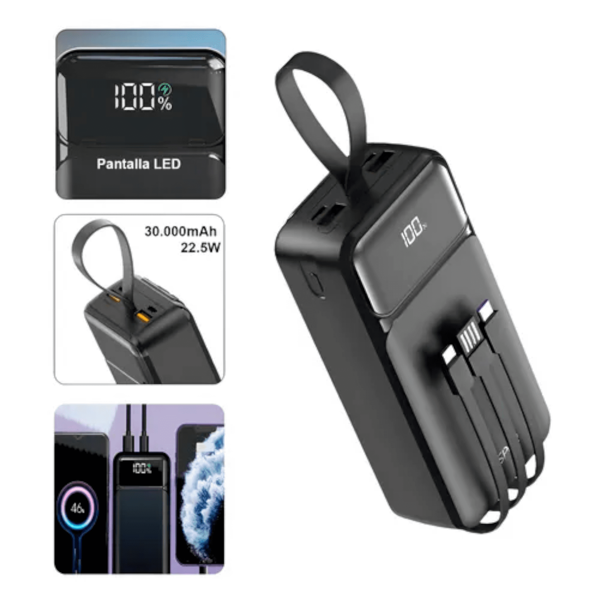 Bateria Portatil Aspor 30000mah A317 Powerbank Multipuertos