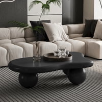 M&Ms - 40 Inch Cloud Shaped Coffee Table With 3 Ball Legs For Living Room, Black