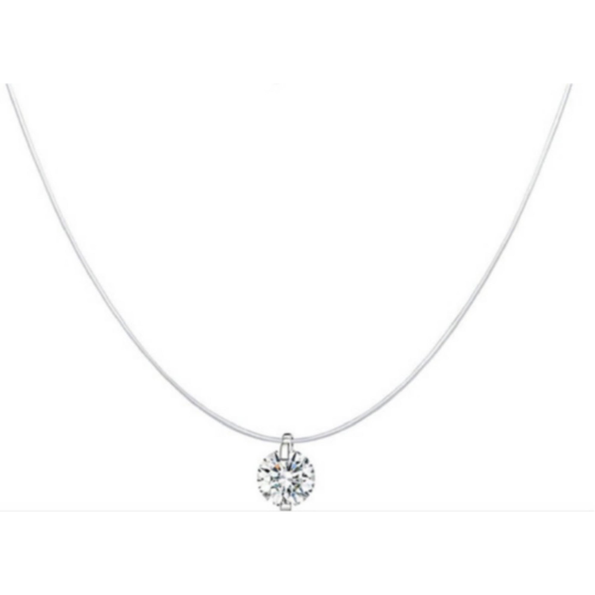 Elbauldejuma - Colgante Collar Punto Luz Plata Gargantilla Transparente