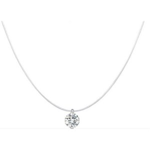 Elbauldejuma - Colgante Collar Punto Luz Plata Gargantilla Transparente