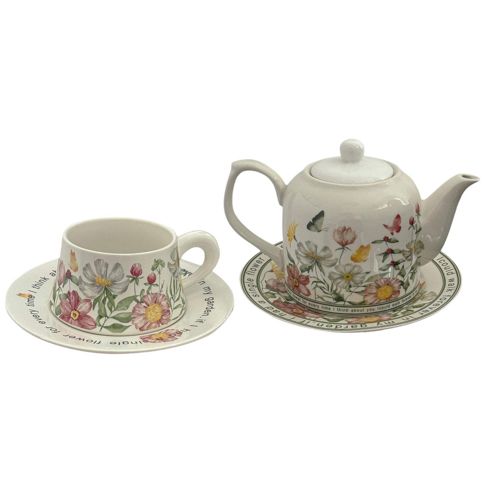 Magideal - Tetera Con Taza De Té Y Platillo, Taza De Café Expreso, Taza De , Juego De Tazas De Café Para Suministros De Mesa, Té De , Cumpleaños