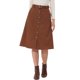 thumbnail image 1 of INSPIRE CHIC Falda Midi de Pana de Cintura Alta para Mujer, Línea A, con Botones al Frente, Plisada, con Cinturón y Bolsillos, Marrón L, 1 of 6