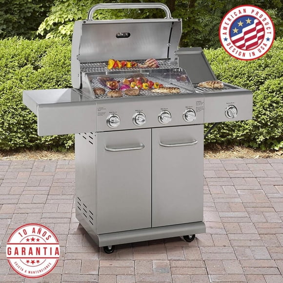 Parrilla a gas 4 Quemadores + Sellador lateral - Acero inoxidable®