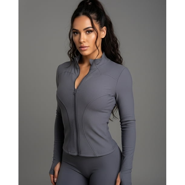 Chaqueta Deportiva Mujer Ajustada Gym Manga Larga