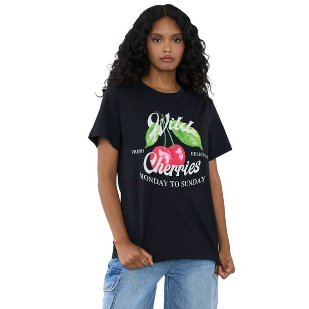 Polera Mujer Fun Regular Cherries Negro Corona