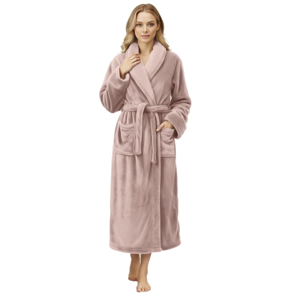 Bata para Mujer NY Threads de Forro Polar Plush Grande Taupe