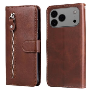 Gangxun - Funda Con Cremallera Para Iphone 17 Pro Max, Carcasa Cartera De Cuero Pu Con Soporte Y Tarjetero