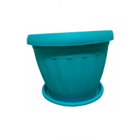 Genérico - Macetero Redondo Con Plato 30Cm Turquesa