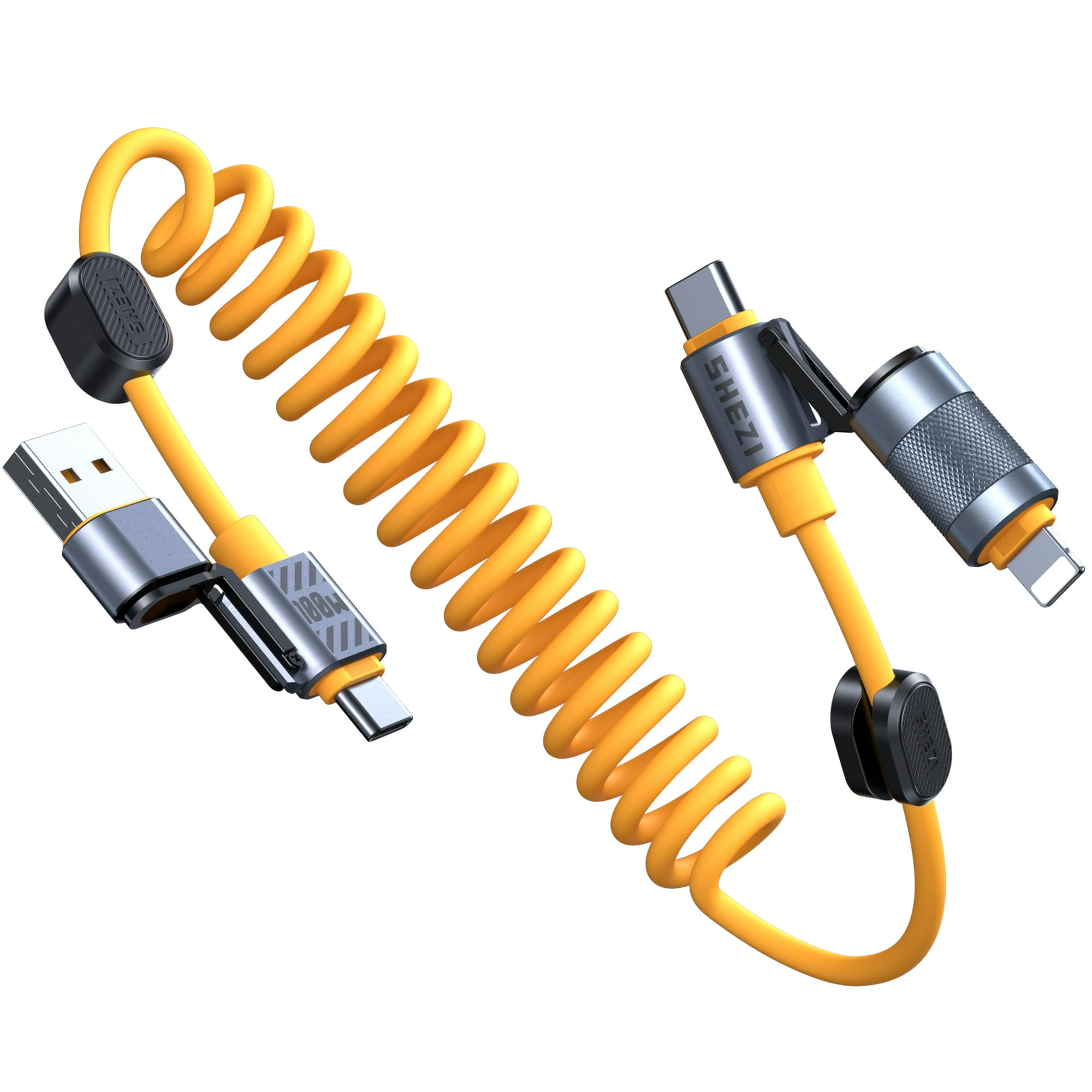 Cable De Carga Jixivor 4 En 1 Usb C En Espiral De 100 W Para Iphone