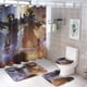 thumbnail image 1 of Halo-theme 4-Piece Shower Curtain Set with Rugs, Waterproof Bathroom Decor Set Includes Bath Mat, U-Shaped Rug, Toilet Lid Cover and Curtain with Hooks, 1 of 6
