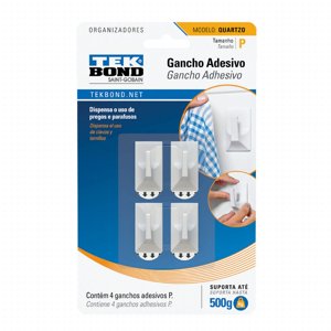 Ganchos Adhesivos Plástico Cuarzo Blanco P - 0.5Kg 4Un. - Tekbond