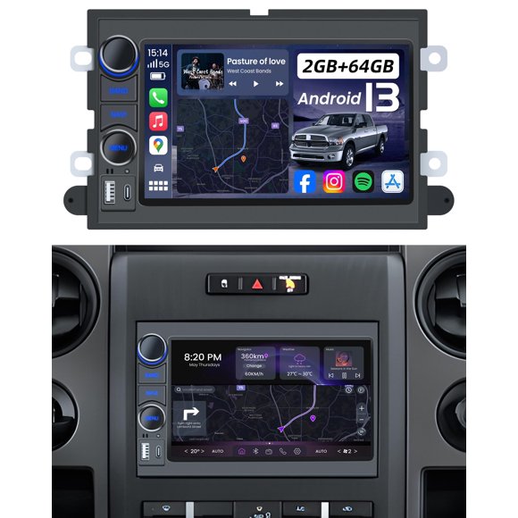 Estéreo para coche Jufodrca 7" Android Auto CarPlay GPS