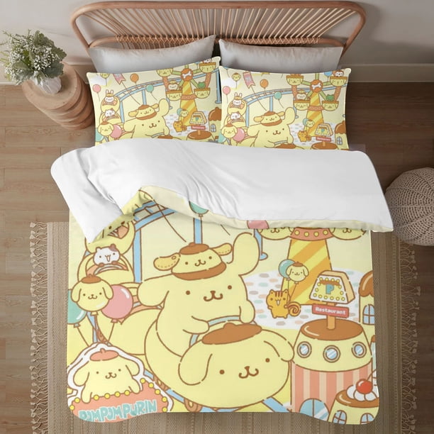Pompompurin 3-Piece Bedding Set For Kids Boys Girls Adult Cartoon Warm Cute Fashion Holiday Present Gift Bed Sheets