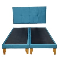 Diseños Valestrini - Cama Europea Dos Plazas Felpa Turquesa