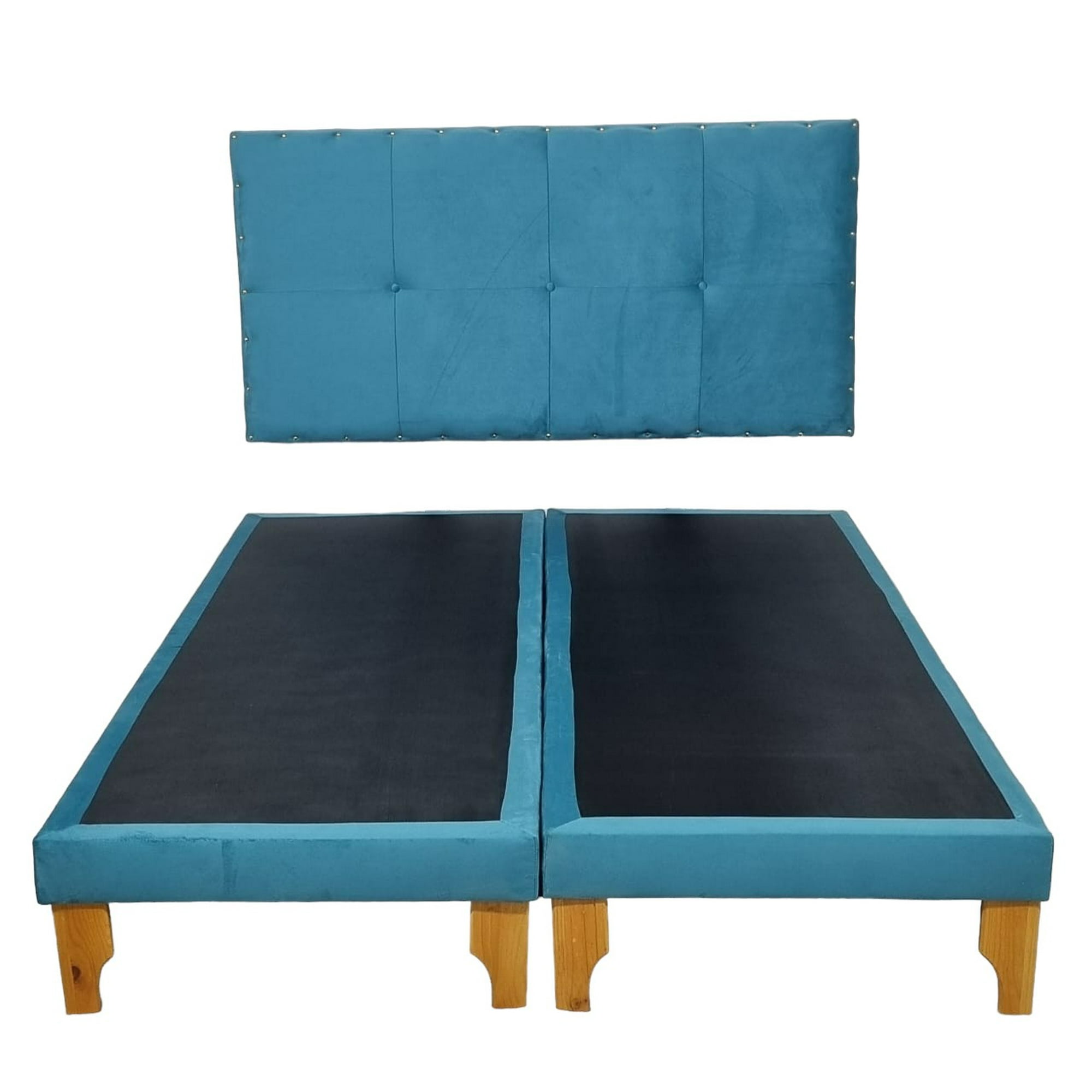 Diseños Valestrini - Cama Europea Dos Plazas Felpa Turquesa