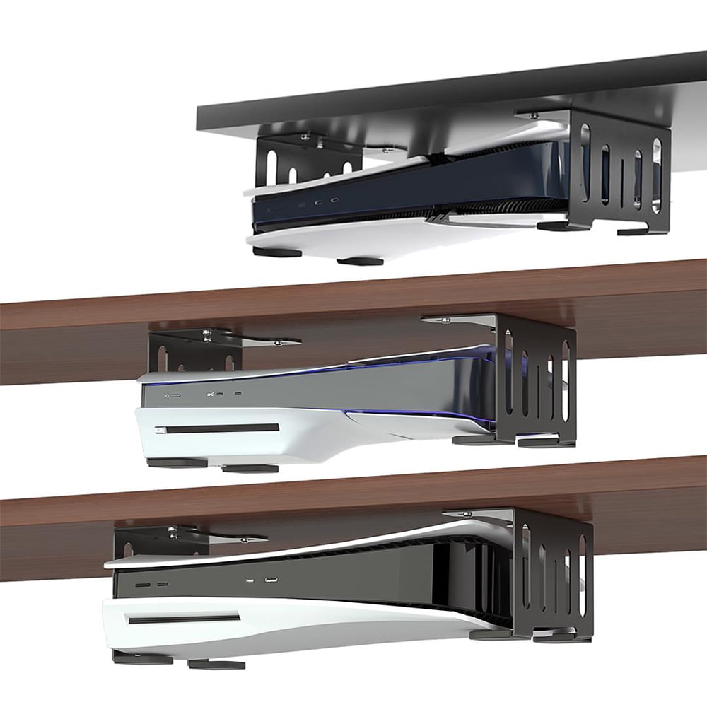 Genérico - Soporte Bajo Escritorio Para Playstation 5/pro/slim - Soporte Metálico Horizontal Stealth Compatible Con Consolas Ps5 Disc Y Digital Edition-negro