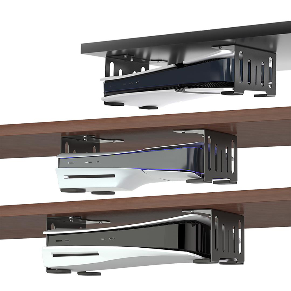 Genérico - Soporte Bajo Escritorio Para Playstation 5/Pro/Slim - Soporte Metálico Horizontal Stealth Compatible Con Consolas Ps5 Disc Y Digital Edition-Negro