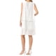thumbnail image 3 of Vestidos de Gasa sin Mangas con Cuello Redondo y Estampado Metálico INSPIRE CHIC para Mujer, Vestido Fluido con Capas Escalonadas para Fiestas y Bodas, L Blanco, 3 of 6
