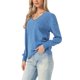 thumbnail image 4 of INSPIRE CHIC Top de Mujer de Manga Larga con Cuello en V Ligero para Primavera Otoño Blusas Casual XS Azul, 4 of 6
