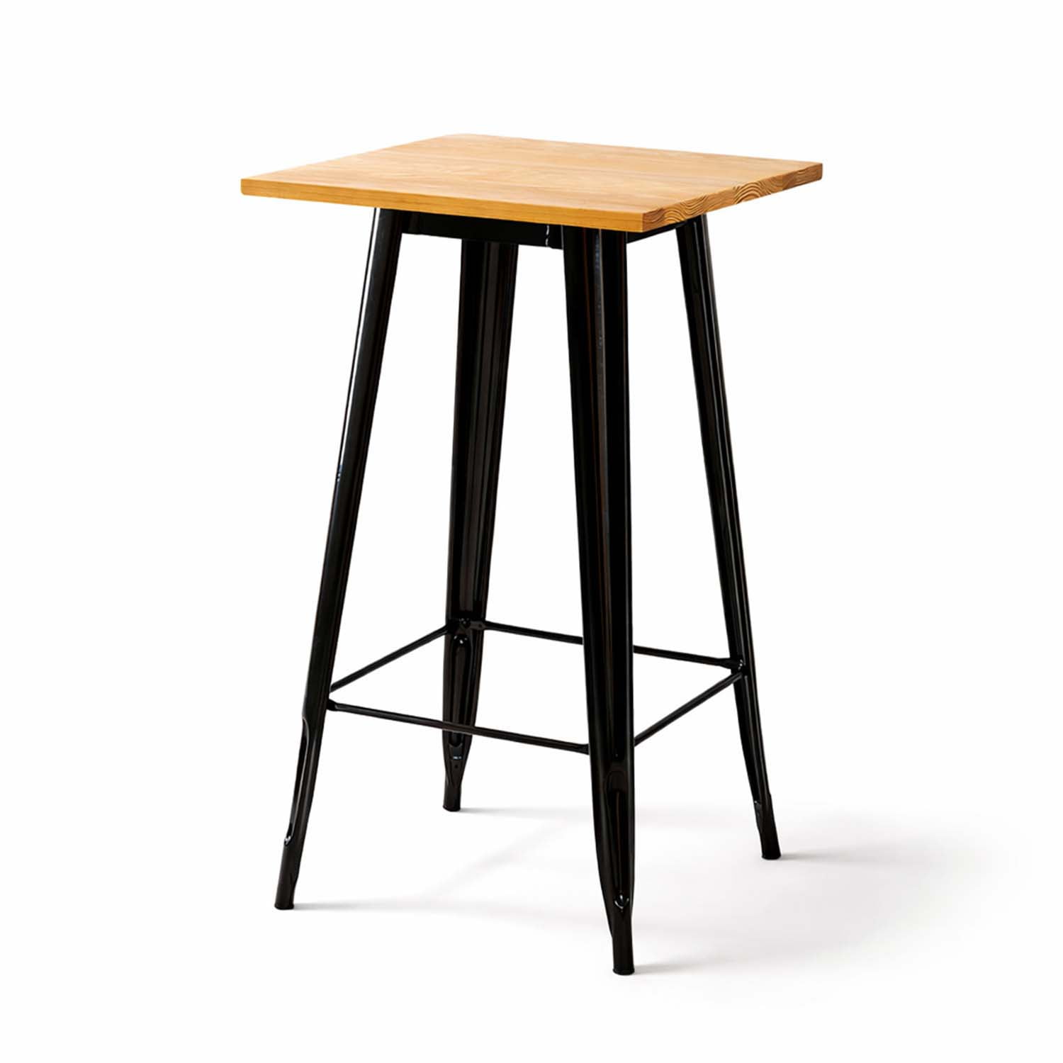 Novahus - Mesa Tolix Madera Alta Bar 60 X 60 Cm
