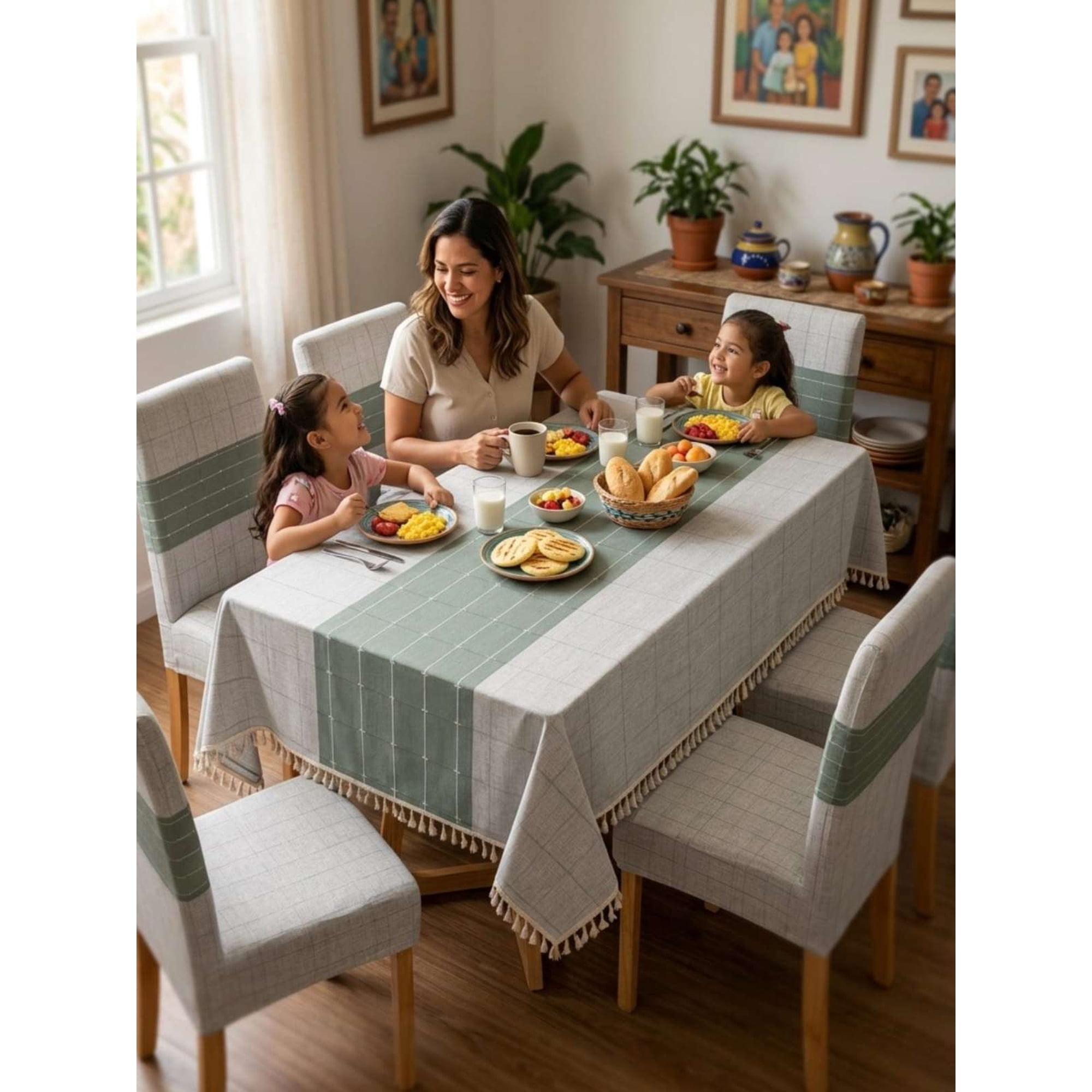 Todo Para El Hogar - Set De Mantel Antimanchas + 6 Fundas Sillas Elásticas