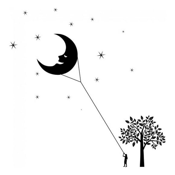 Decomural Kite Moon Stars Scene WS-44145
